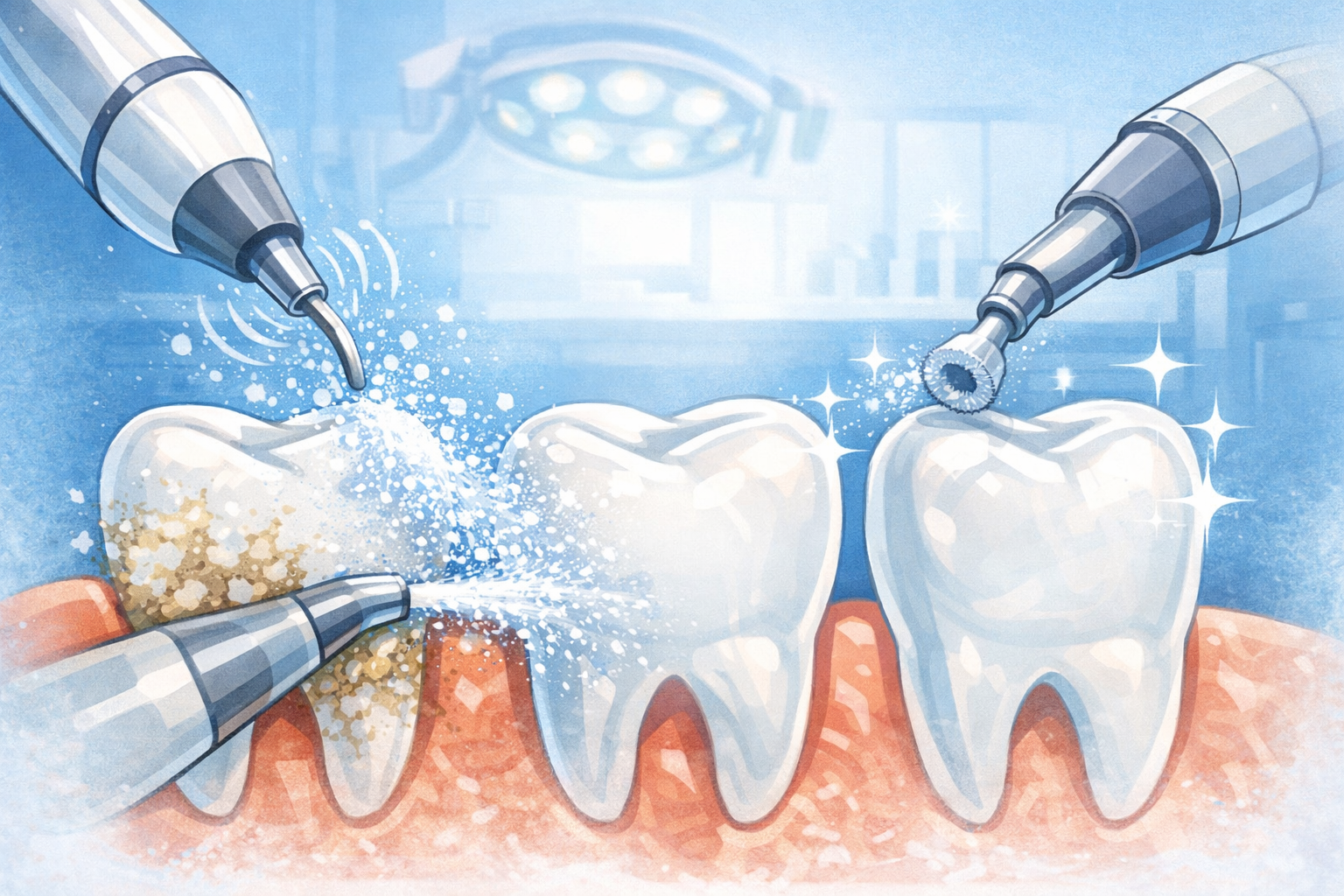 Этапы профессиональной гигиены: ультразвук, AirFlow и полировка